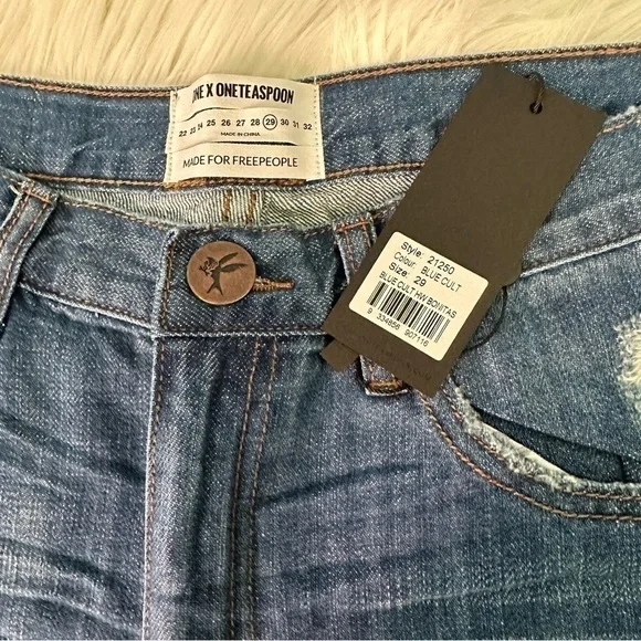 ONE Teaspoon for Free People Blue Colt High Waisted Bonitas Denim Shorts - Picture 14 of 14